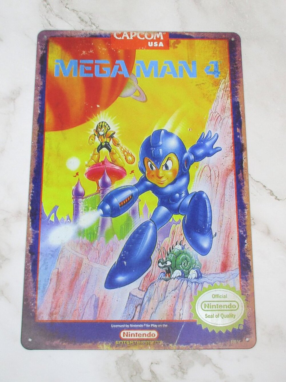 Mega Man 4 Tin Sign Metal Poster Retro Style Wall Art Nintendo